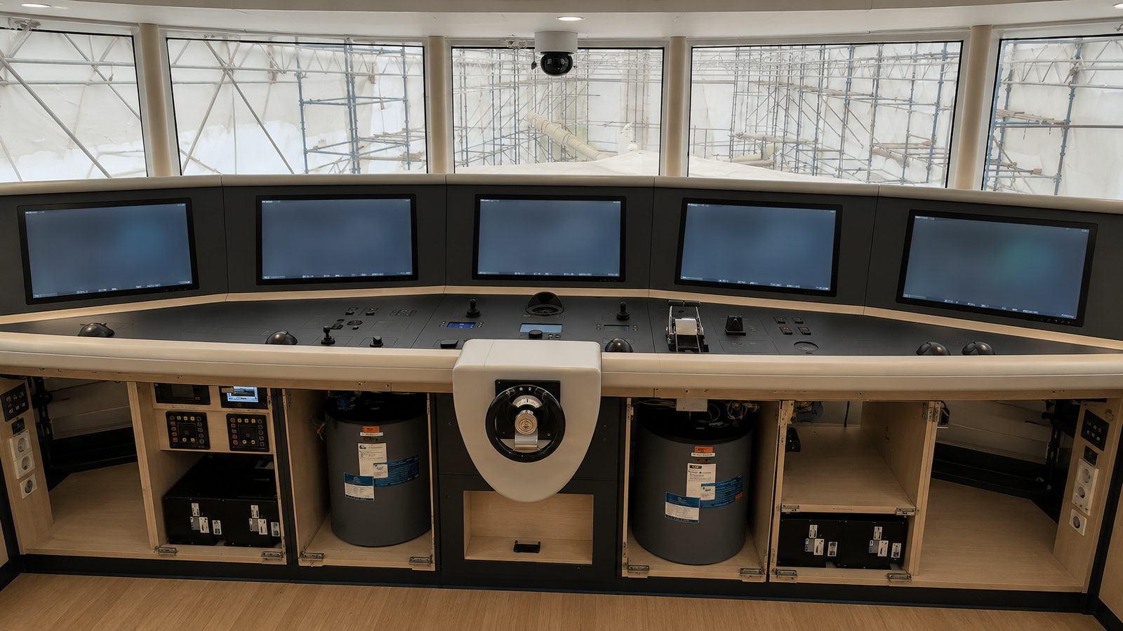 Vessel bridge and helm station