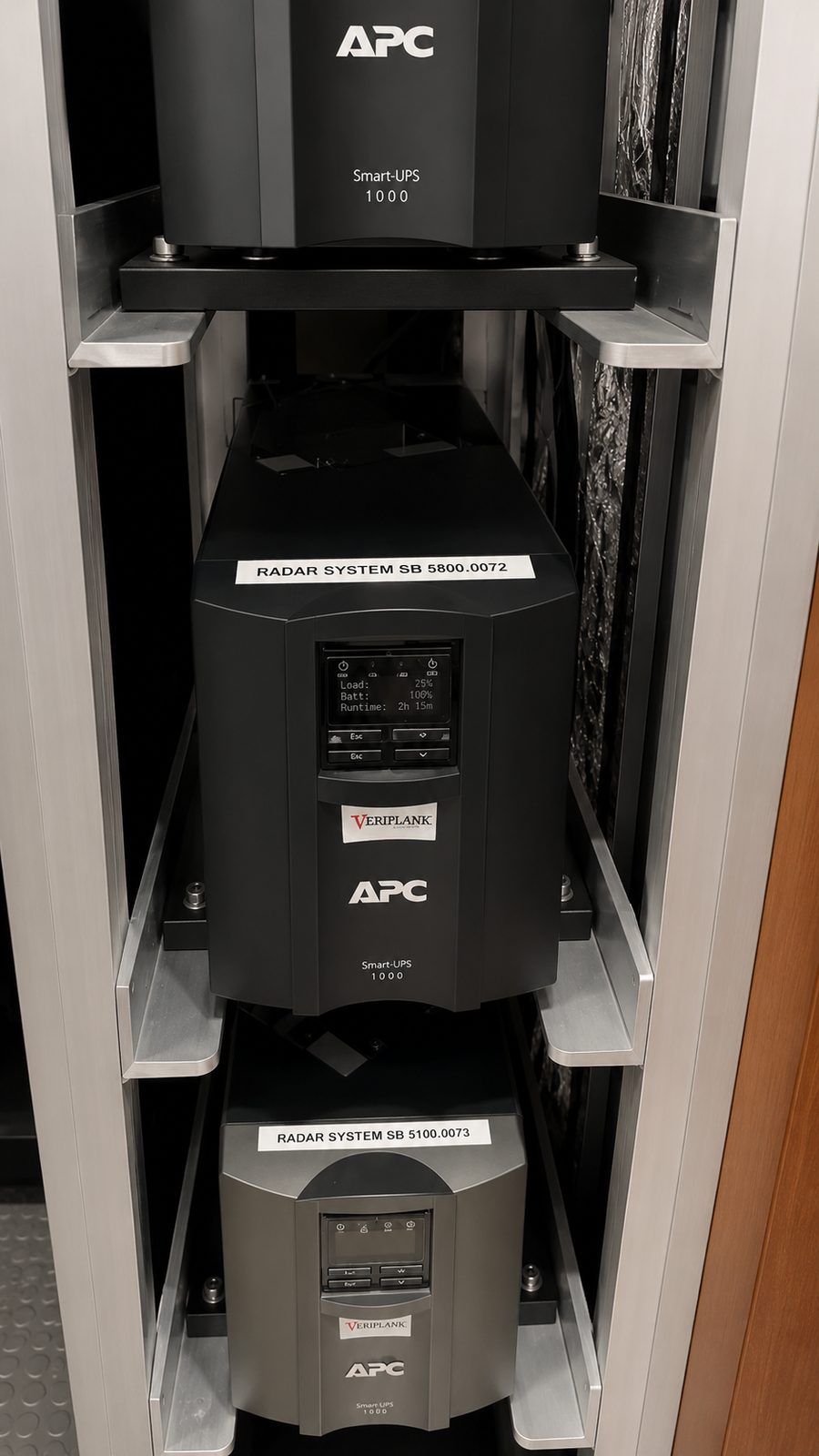Uninterruptible power supply racks aboard